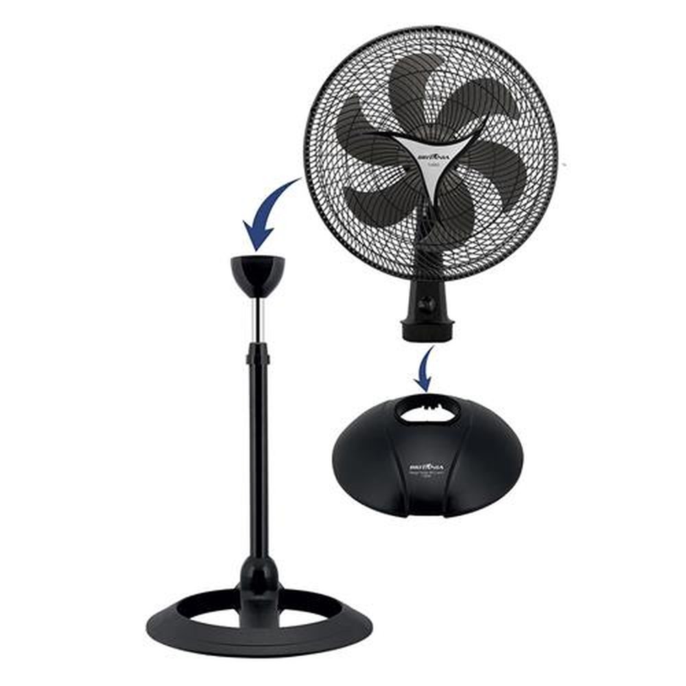 Ventilador Britânia Mega Turbo 40cm, 3 Velocidades, Preto, 110V