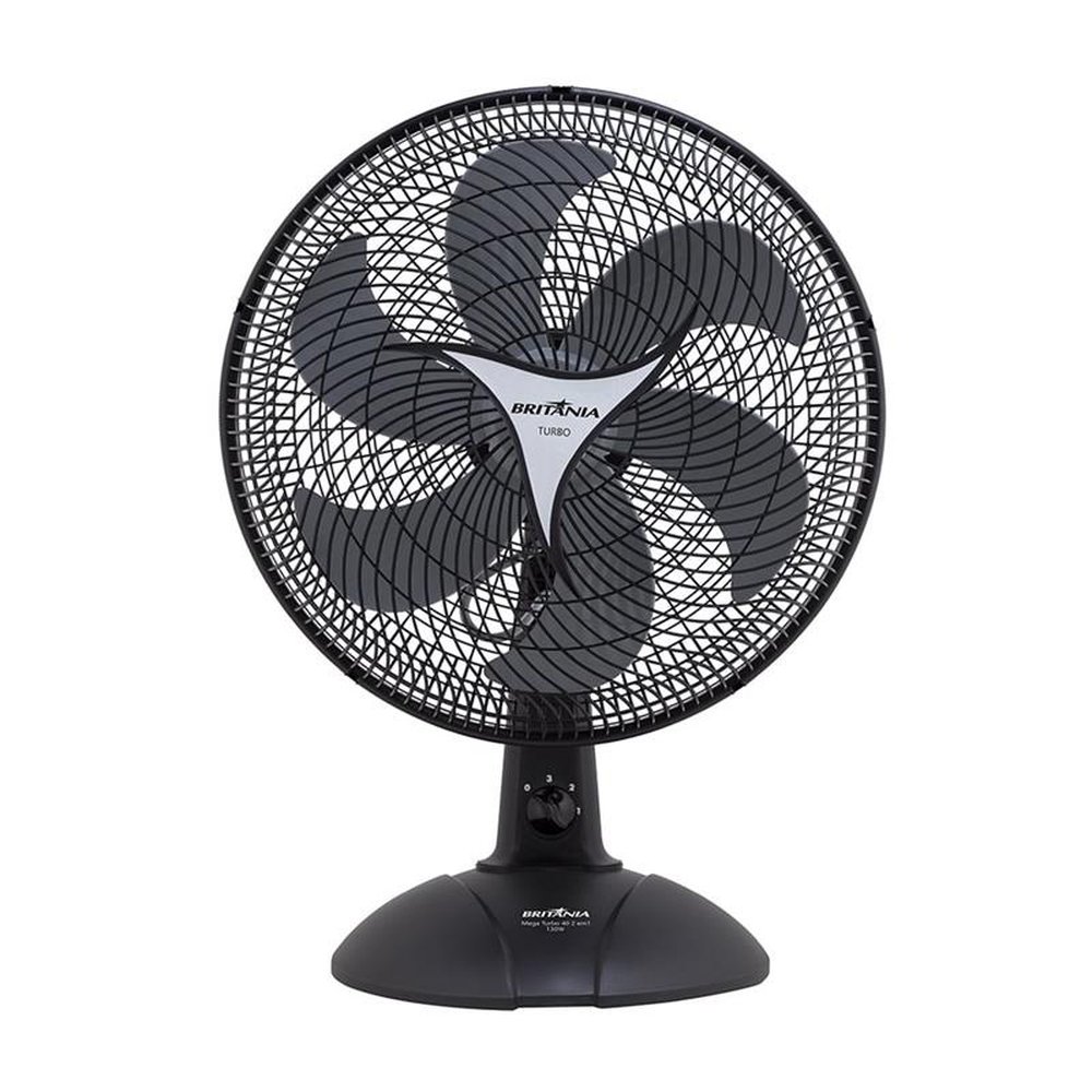 Ventilador Britânia Mega Turbo 40cm, 3 Velocidades, Preto, 110V