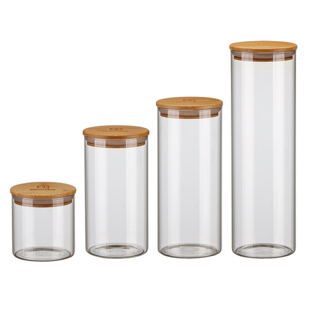 Conjunto de Potes Electrolux Hermético Vidro Tampa Bambu 4 Peças
