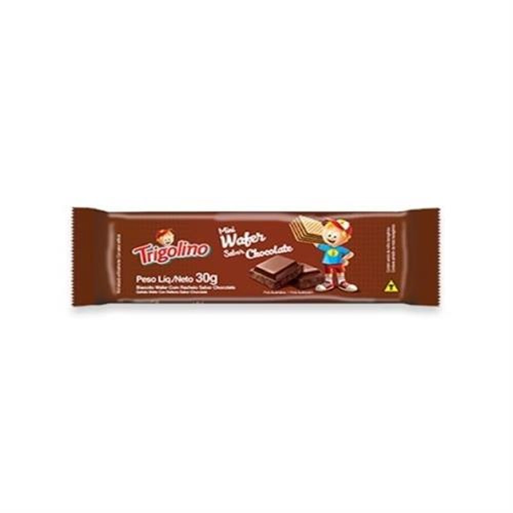 Biscoito Wafer Trigolino Chocolate 30g - Caixa contém 60 unidades.