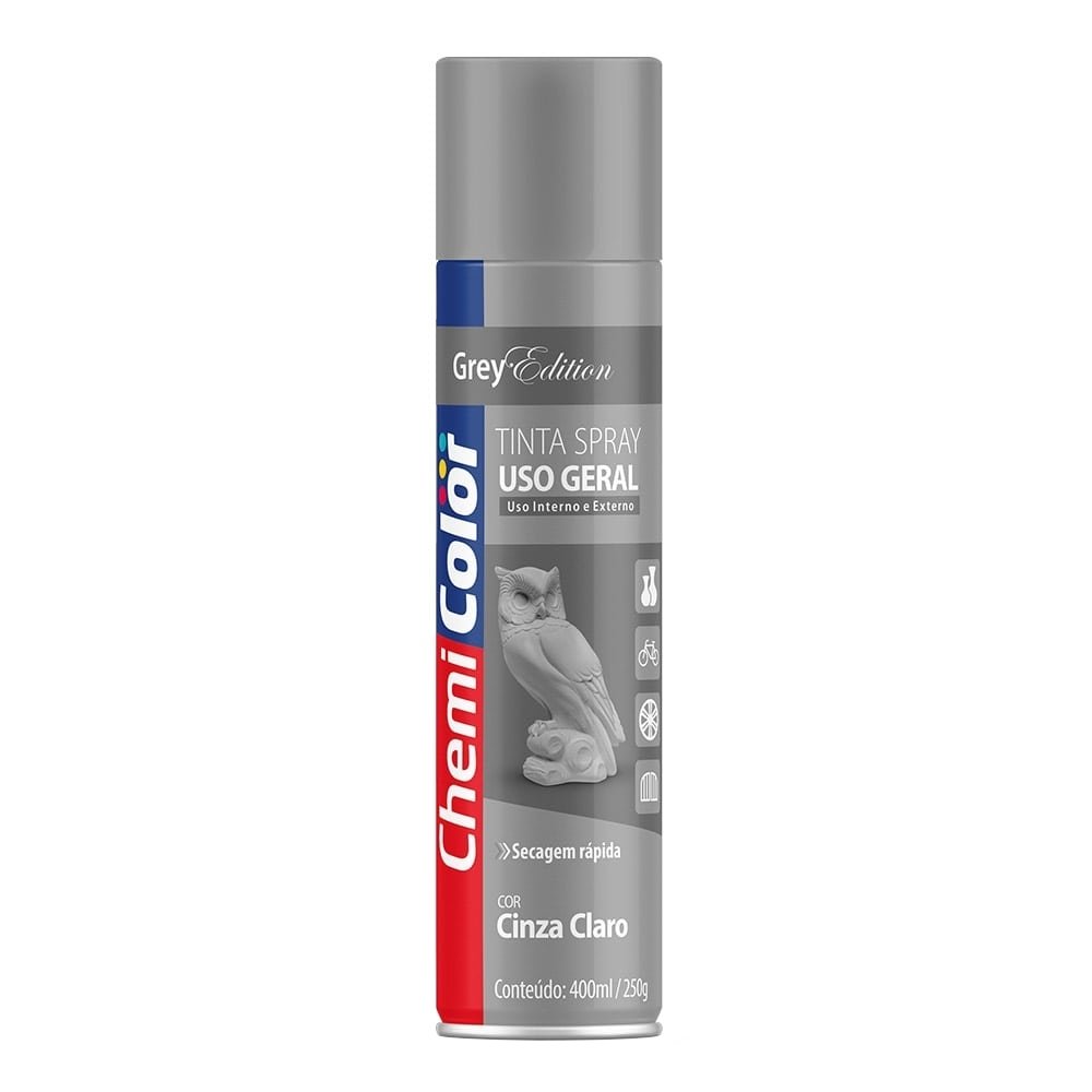 Tinta Spray Uso Geral Cinza Claro 400ml - Chemicolor