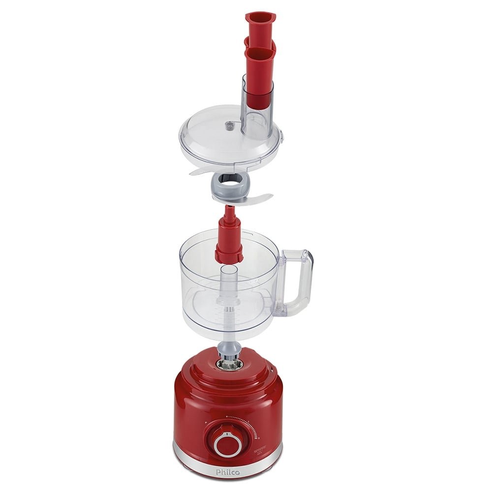 Multiprocessador Philco PMP1500V 900W, 2 Velocidades + Pulsar, Vermelho, 220V