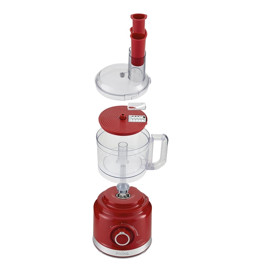 Multiprocessador Philco PMP1500V 900W, 2 Velocidades + Pulsar, Vermelho, 220V