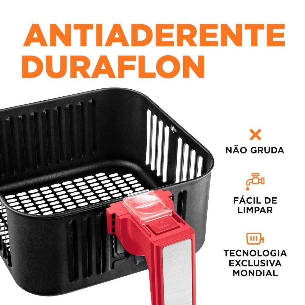 Fritadeira Air Fryer Mondial AFN-50-RI 5 Litros 1900W Vermelho/Inox, 110V