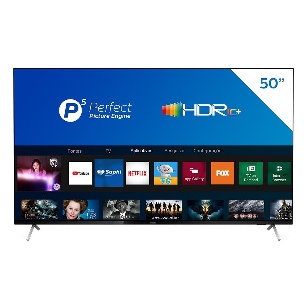 Smart TV LCD LED 50" Philips 50PUG7625/78 4K UHD com Wi-Fi, 2 USB, 3 HDMI, Bluetooth, HDR10, 60Hz