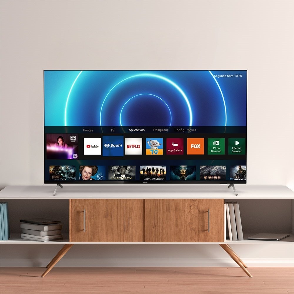 Smart TV LCD LED 50" Philips 50PUG7625/78 4K UHD com Wi-Fi, 2 USB, 3 HDMI, Bluetooth, HDR10, 60Hz