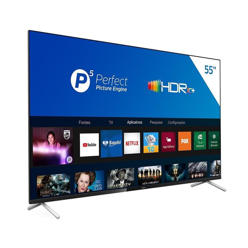 Smart TV LCD LED 55" Philips 55PUG7625/78, 4K UHD com Wi-Fi, 2 USB, 3 HDMI, Bluetooth, HDR10+, 60Hz