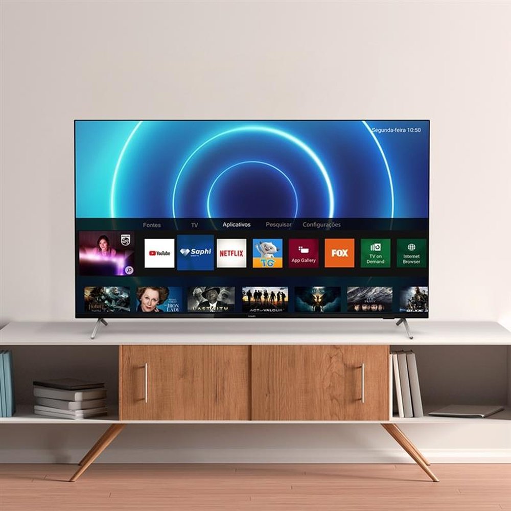 Smart TV LCD LED 55" Philips 55PUG7625/78, 4K UHD com Wi-Fi, 2 USB, 3 HDMI, Bluetooth, HDR10+, 60Hz