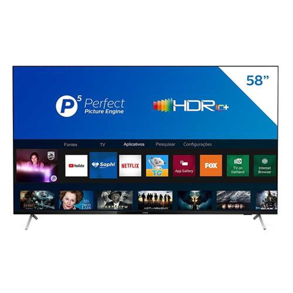 Smart TV LCD LED 58" Philips 58PUG7625/78 4K UHD com Wi-Fi, 2 USB, 3 HDMI, Bluetooth, HDR10+, 60Hz