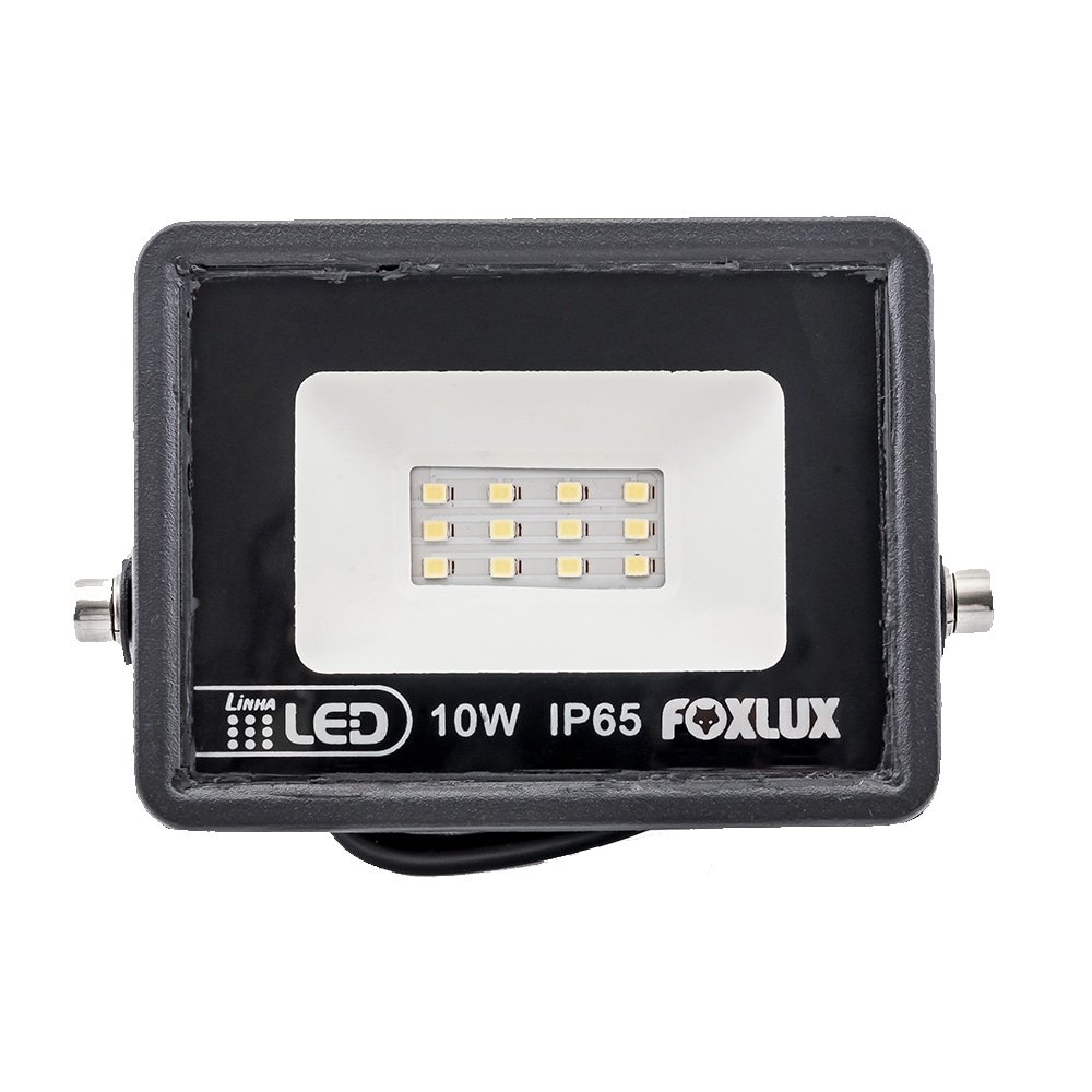 Refletor Foxlux Led 10W 6,5K 30000H Preto
