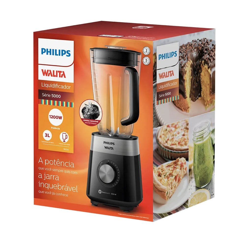 Liquidificador Walita Serie 5000 RI2242 - 12 Velocidades, Copo Tritan, 1200W, 3 Litros, Preto 110V