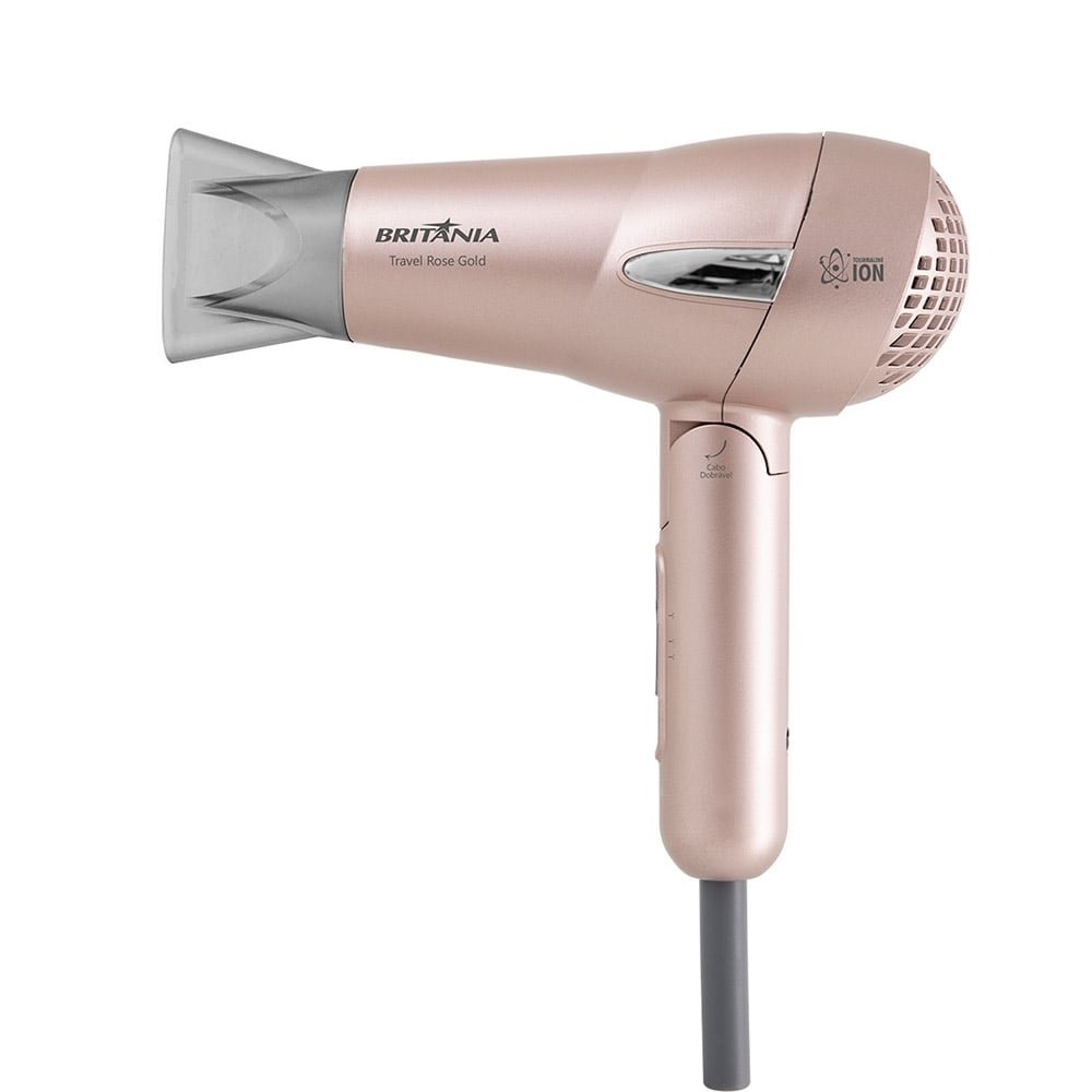 Kit Beleza Britânia Prancha+Secador Travel Rose Gold, Bivolt