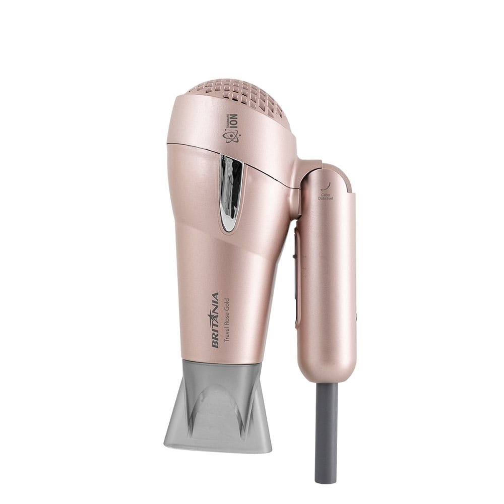Kit Beleza Britânia Prancha+Secador Travel Rose Gold, Bivolt