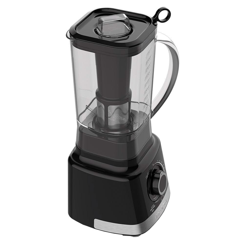 Liquidificador Britânia BLQ1300P Turbo, com Filtro, Copo de Plástico, 12 velocidades + Pulsar, 1200W, Preto, 110V