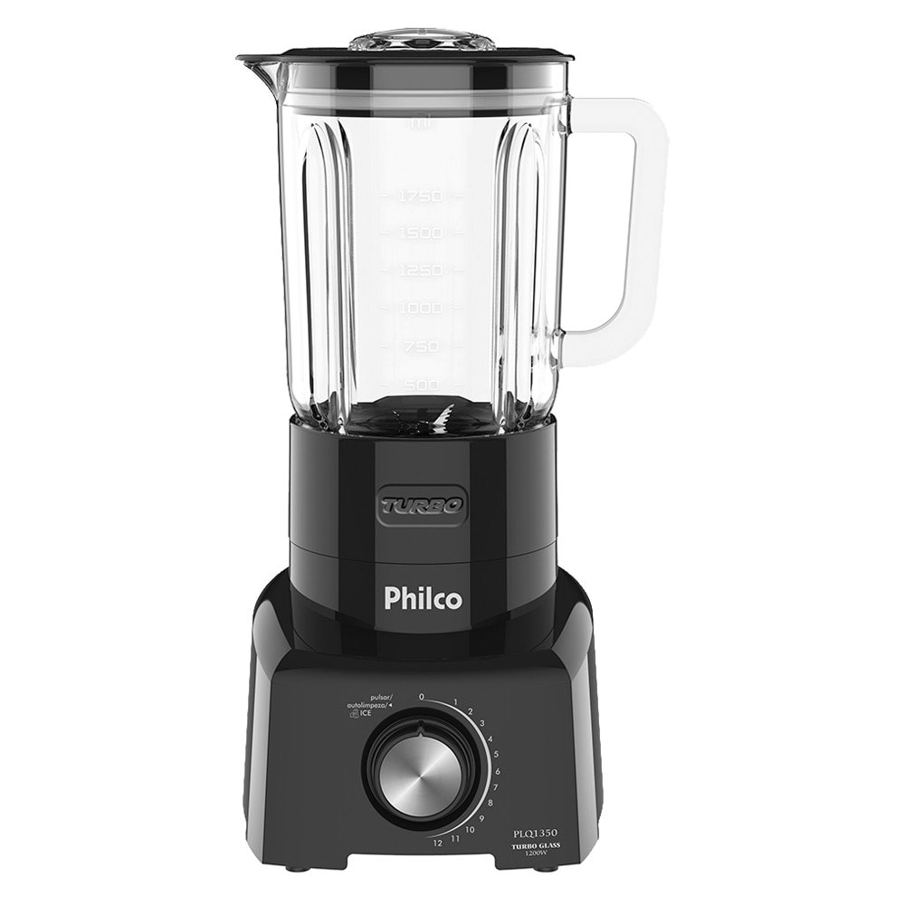 Liquidificador Philco PLQ1350 - Copo de Vidro, 12 Velocidades + Pulsar, 1200W, Preto, 110V