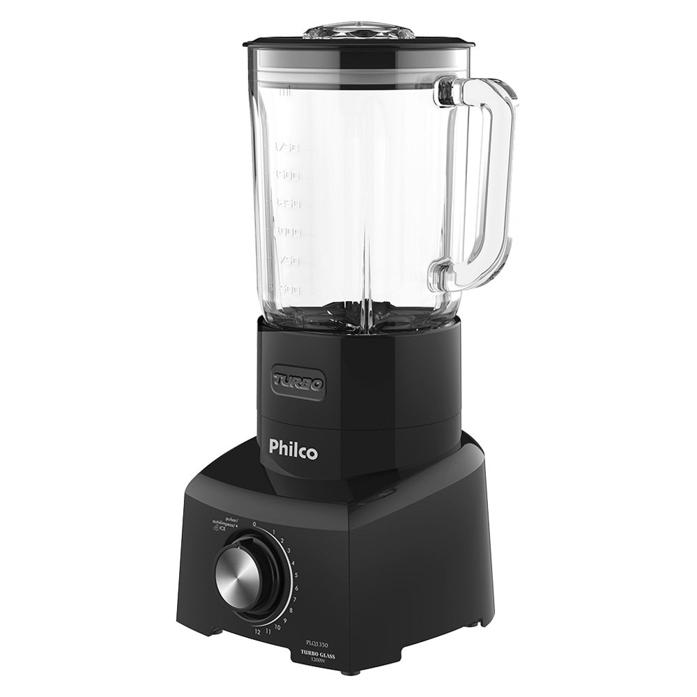 Liquidificador Philco PLQ1350 - Copo de Vidro, 12 Velocidades + Pulsar, 1200W, Preto, 110V
