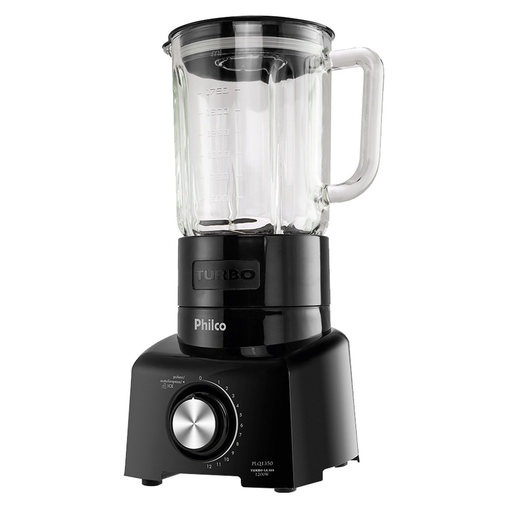 Liquidificador Philco PLQ1350 - Copo de Vidro, 12 Velocidades + Pulsar, 1200W, Preto, 110V