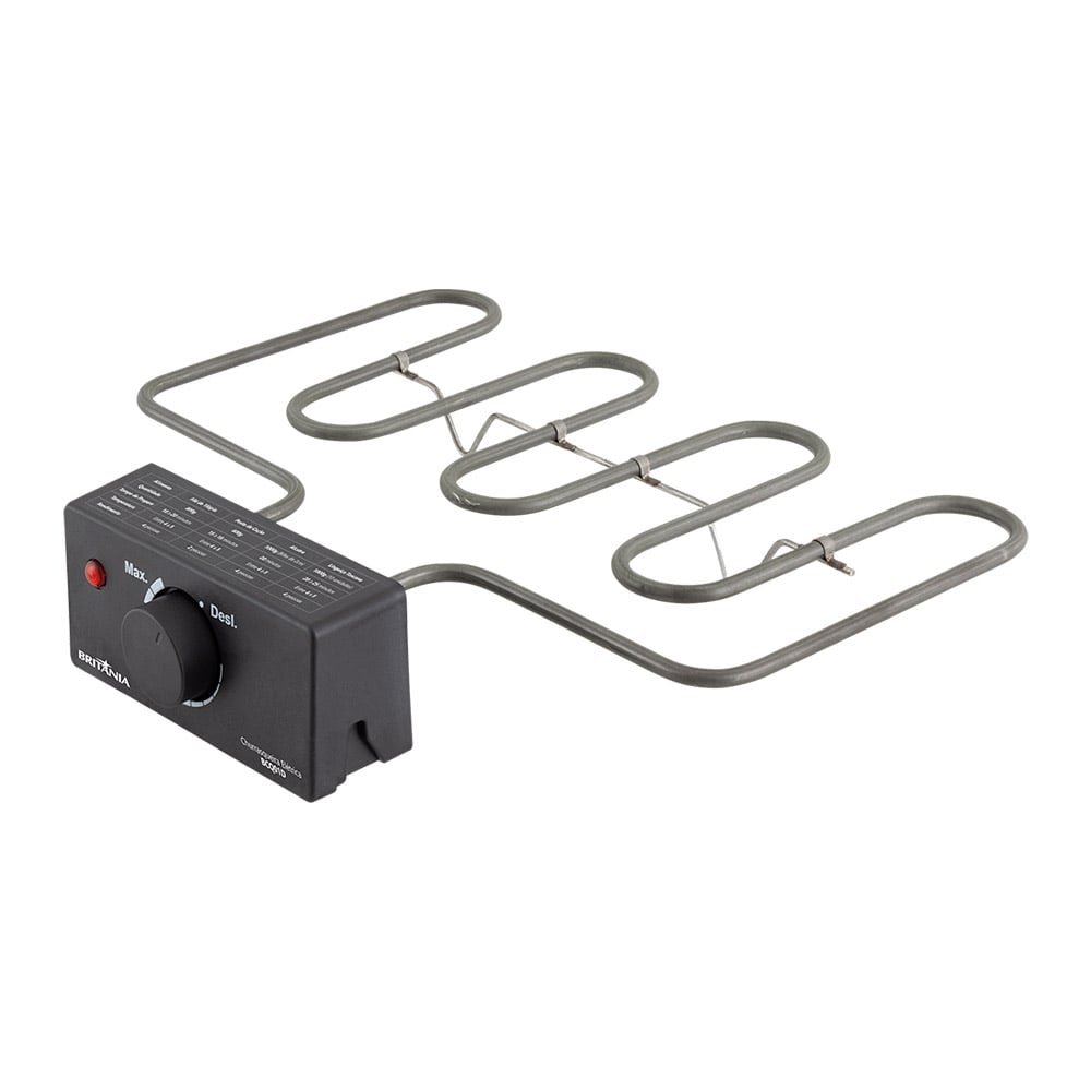 Churrasqueira Elétrica Britânia BCQ01D, Grelha Antiaderente, 1500W, Preto/Dourado, 110V