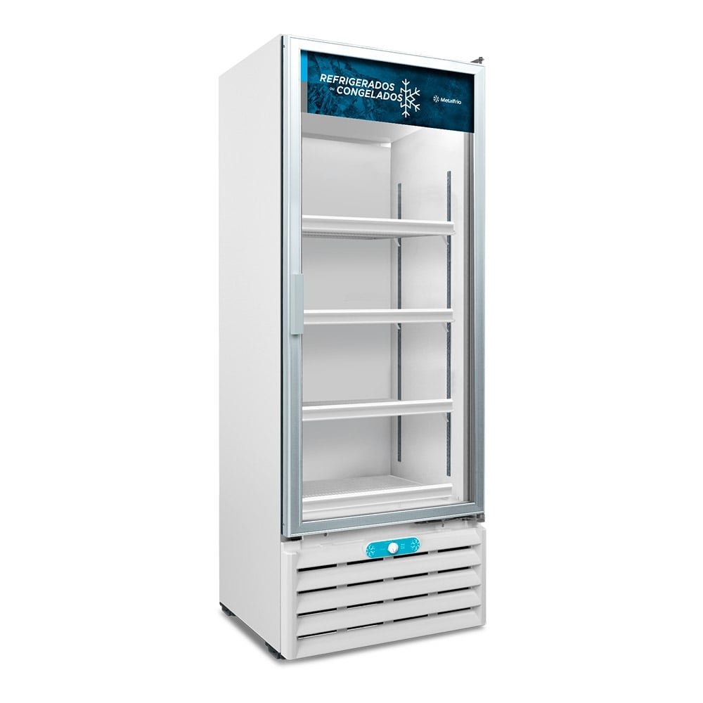 Refrigerador de Vitrine Metalfrio 509 Litros, VF55AL, Dupla Ação, Porta de Vidro, Branco, 110V