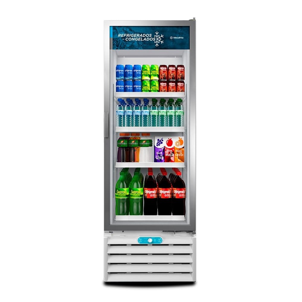 Refrigerador de Vitrine Metalfrio 509 Litros, VF55AL, Dupla Ação, Porta de Vidro, Branco, 110V