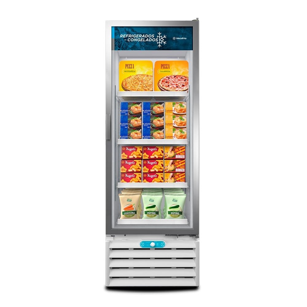 Refrigerador de Vitrine Metalfrio 509 Litros, VF55AL, Dupla Ação, Porta de Vidro, Branco, 110V