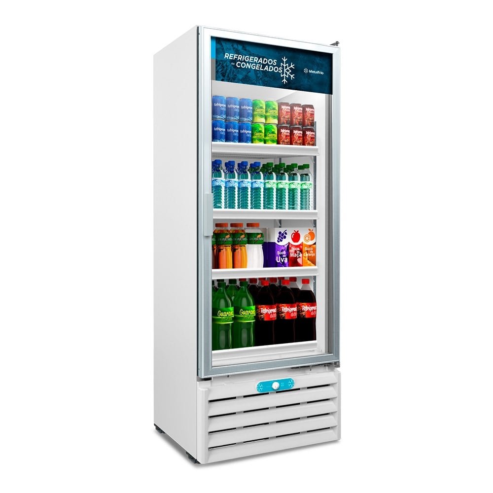 Refrigerador de Vitrine Metalfrio 509 Litros - VF55AL, Dupla Ação, Porta de Vidro, Branco, 220V
