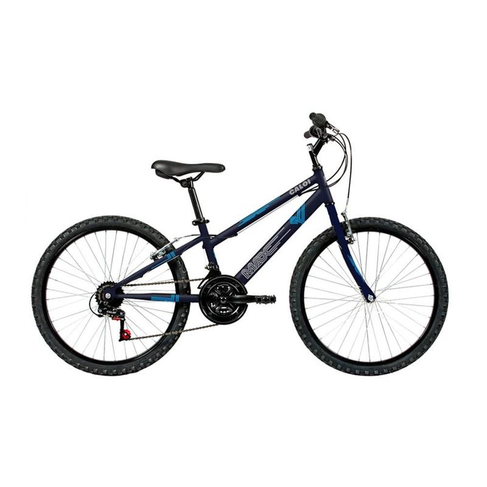 Bicicleta Juvenil Caloi Max, Aro 24, 21 Marchas, Quadro de Aço, Freio VBrake, Azul