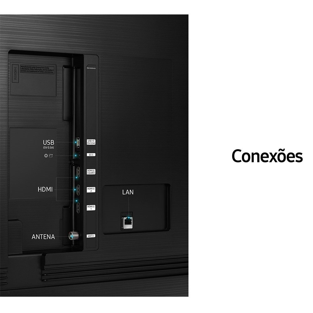 Smart TV LED 55" Samsung UN55AU7700GXZD 4K UHD HDR, com Wi-Fi, 1 USB, 3 HDMI, Alexa Built In, Tizen, Tela sem Limites, 60hz
