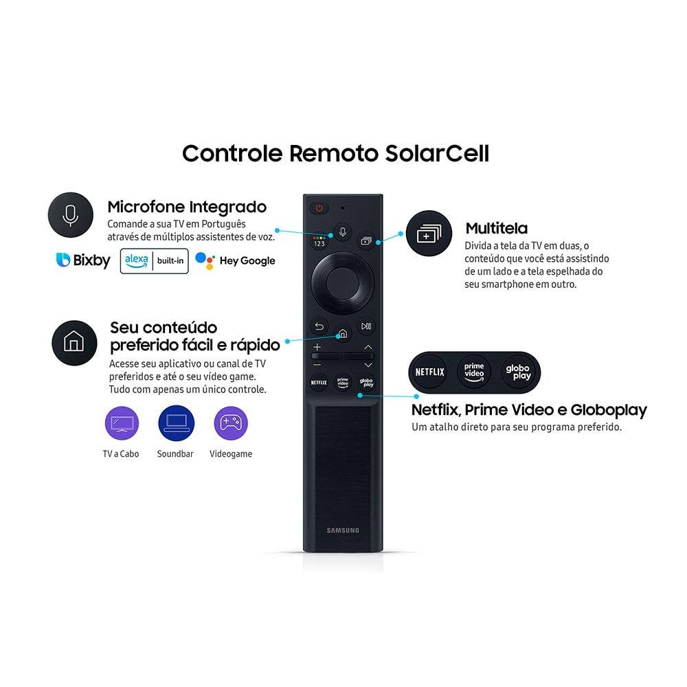 Smart TV QLED 55" Samsung QN55Q60AAGXZD 4K UHD HDR Wi-Fi, 2 USB, 3 HDMI, Alexa Built In,Modo Game, Tela sem Limites,60hz