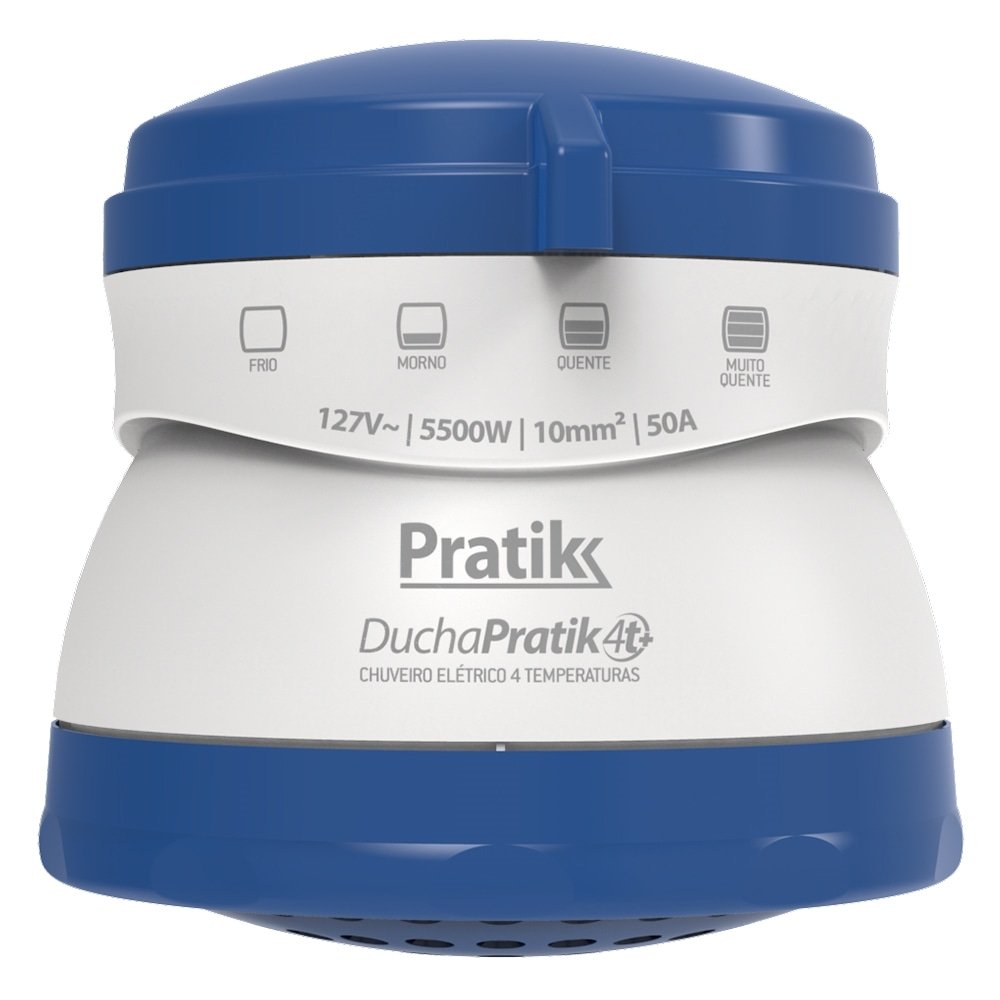 Chuveiro Ducha Pratik 4t+ 4 Temperaturas, 5500W, Branco/Azul, 110V