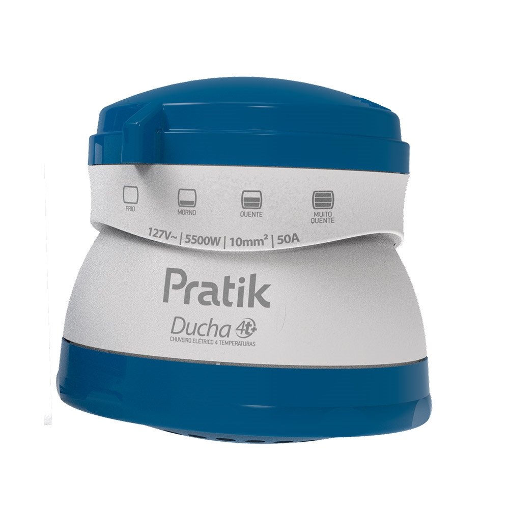 Chuveiro Ducha Pratik 4t+ 4 Temperaturas, 5500W, Branco/Azul, 110V