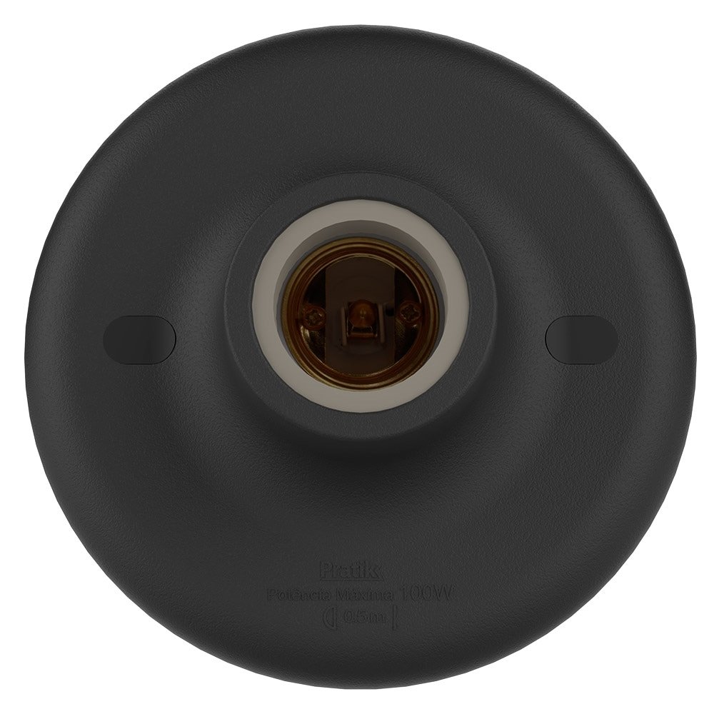 Plafon Pratik Soquete de Porcelana Preto