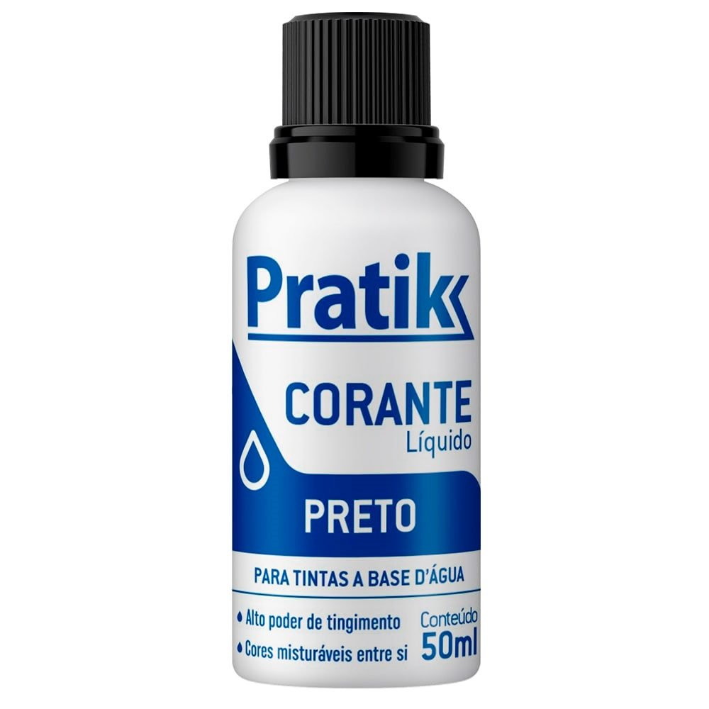 Corante Pratik Líquido Preto 50ml - Embalagem com 12 Unidades