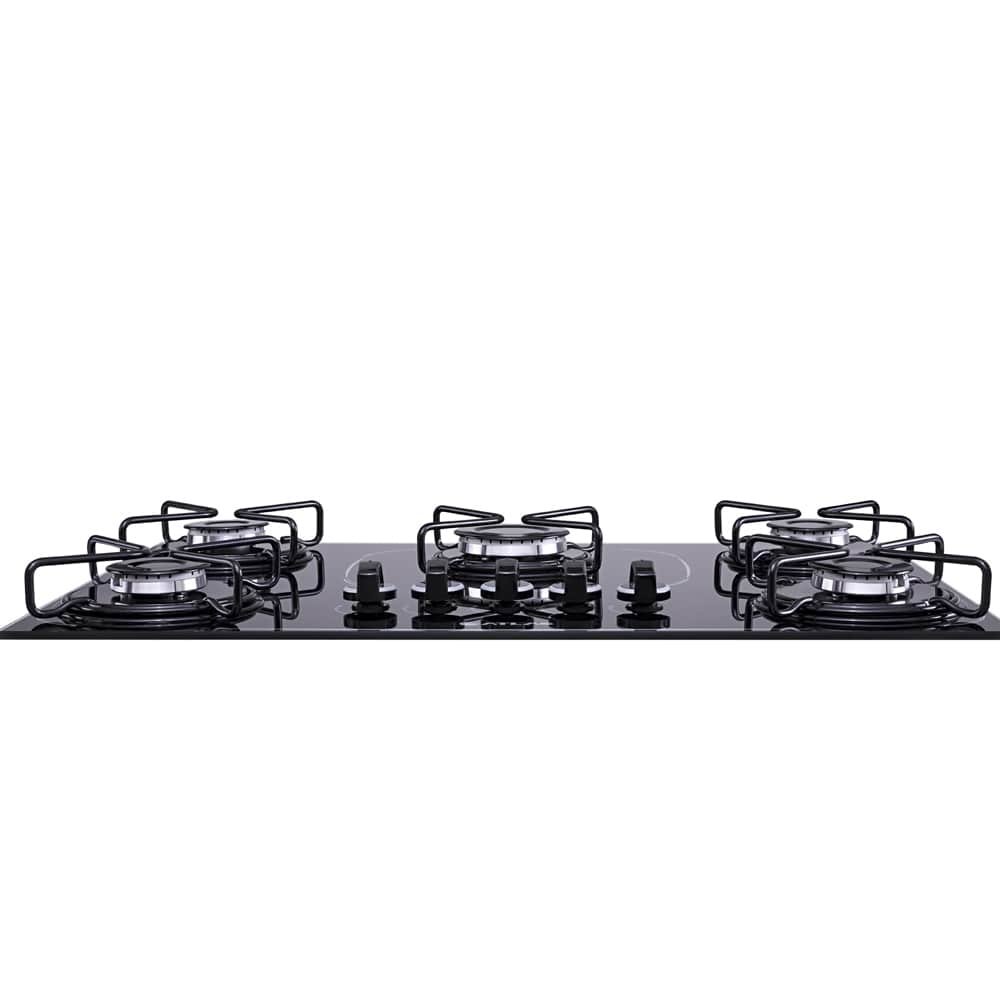 Cooktop Atlas 5 Bocas Agile UP Glass | Mesa de Vidro, Acendimento Automático, Preto, Bivolt