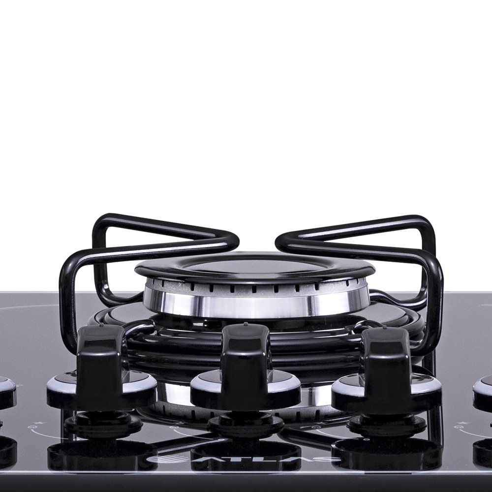 Cooktop Atlas 5 Bocas Agile UP Glass | Mesa de Vidro, Acendimento Automático, Preto, Bivolt