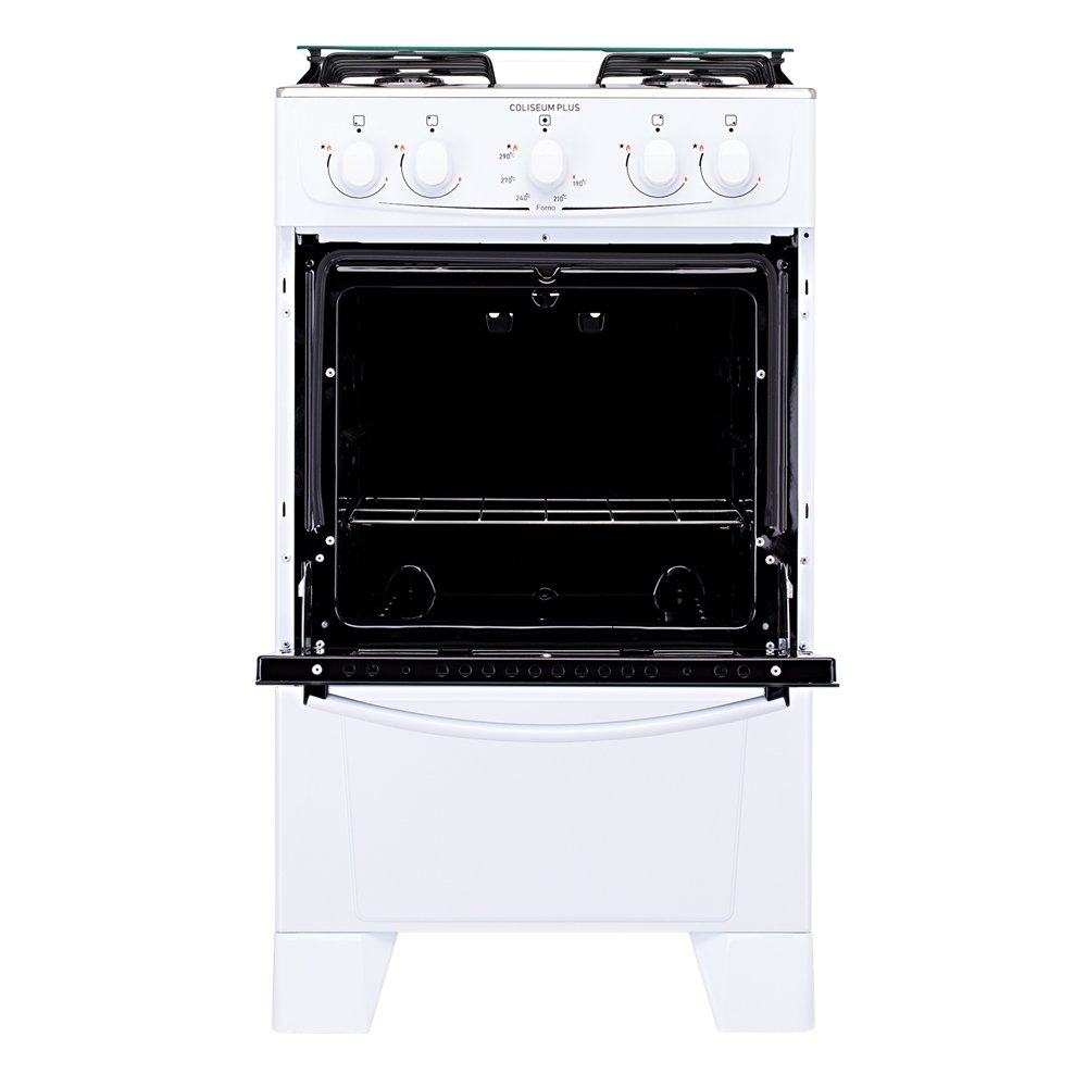 Fogão de Piso Atlas 4 Bocas Mônaco - Mesa de Inox, Acendimento Automático, Branco, Bivolt