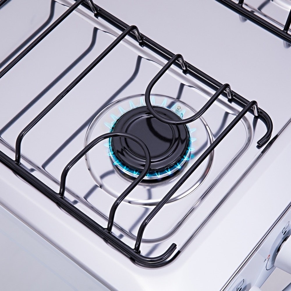 Fogão de Piso Atlas 4 Bocas Mônaco - Mesa de Inox, Acendimento Automático, Branco, Bivolt