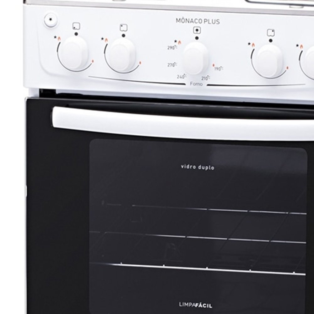 Fogão de Piso Atlas 4 Bocas Mônaco - Mesa de Inox, Acendimento Automático, Branco, Bivolt
