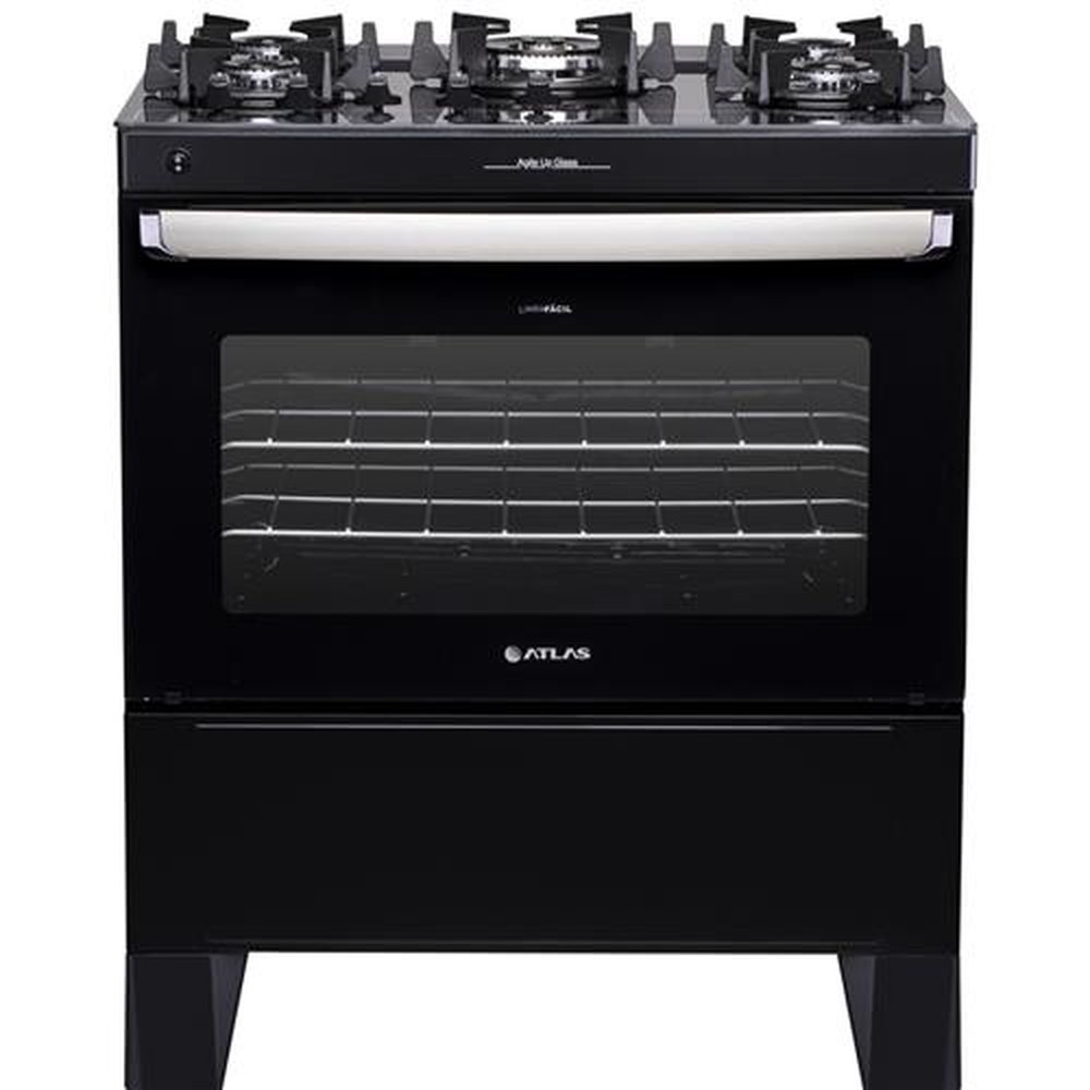 Fogão de Piso Atlas 5 Bocas Agile UP Glass, Mesa de Vidro, Acendimento Automático, Preto, Bivolt