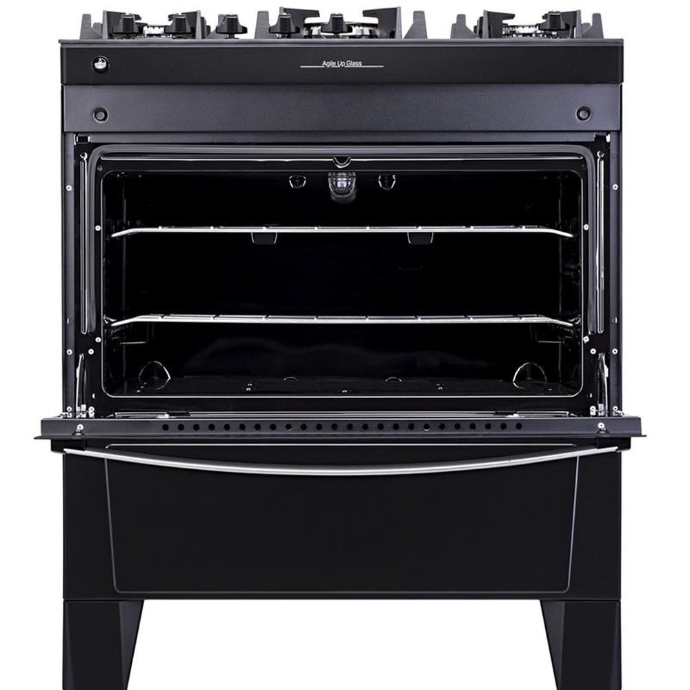 Fogão de Piso Atlas 5 Bocas Agile UP Glass, Mesa de Vidro, Acendimento Automático, Preto, Bivolt