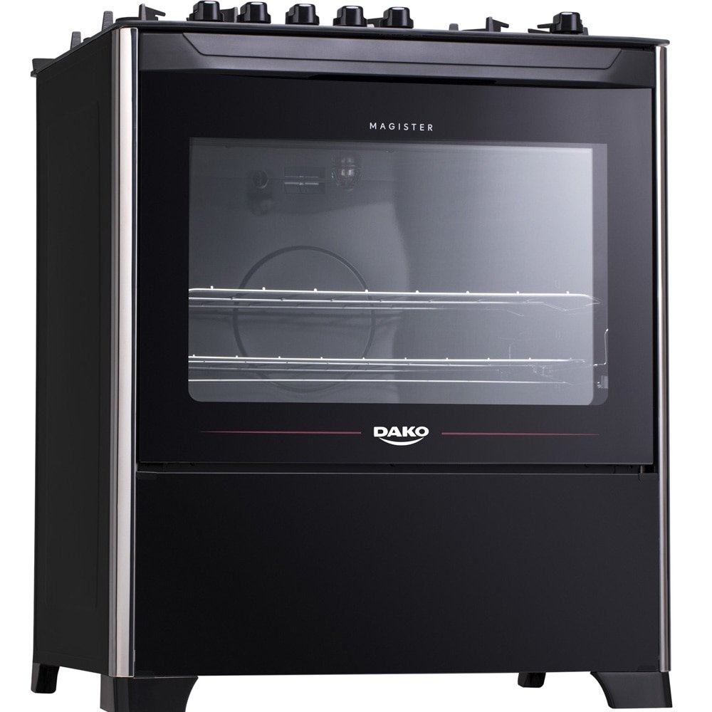 Fogão de Piso Dako 5 Bocas Magister, Preto, Mesa de Vidro, Acendimento Automático, Bivolt