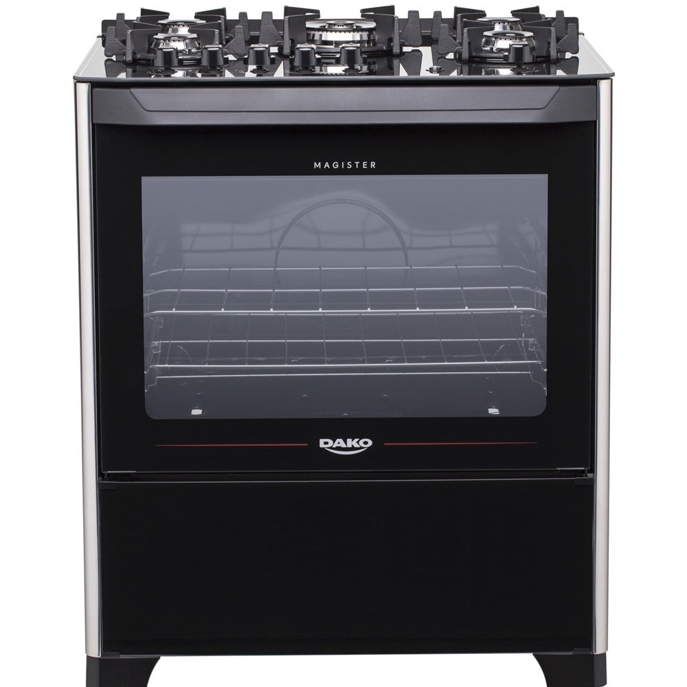 Fogão de Piso Dako 5 Bocas Magister, Preto, Mesa de Vidro, Acendimento Automático, Bivolt