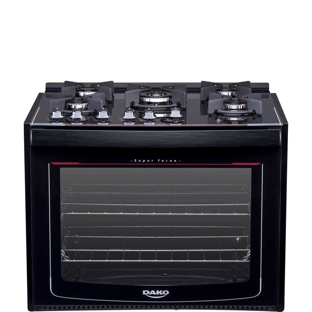 Fogão de Embutir Dako 5 Bocas Glass DE5VUP-PF0, Mesa de Vidro, Acendimento Automático, Preto, Bivolt