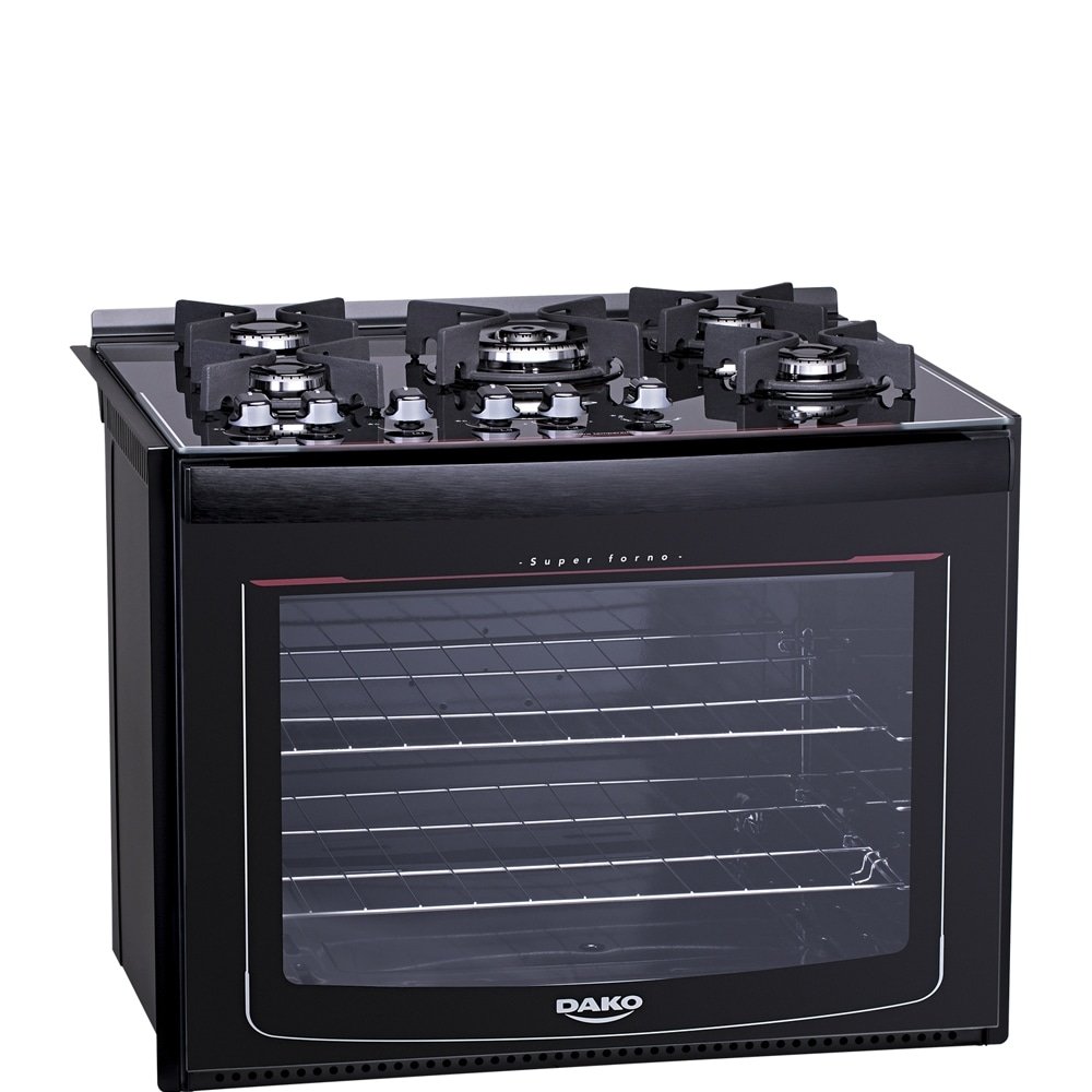 Fogão de Embutir Dako 5 Bocas Glass DE5VUP-PF0, Mesa de Vidro, Acendimento Automático, Preto, Bivolt