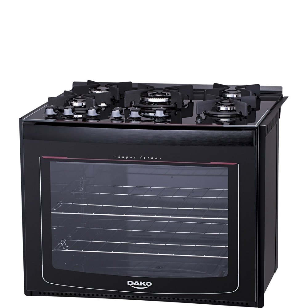 Fogão de Embutir Dako 5 Bocas Glass DE5VUP-PF0, Mesa de Vidro, Acendimento Automático, Preto, Bivolt