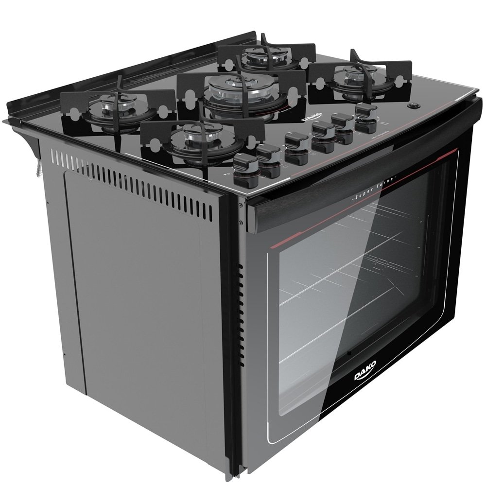 Fogão de Embutir Dako 5 Bocas Glass DE5VUP-PF0, Mesa de Vidro, Acendimento Automático, Preto, Bivolt