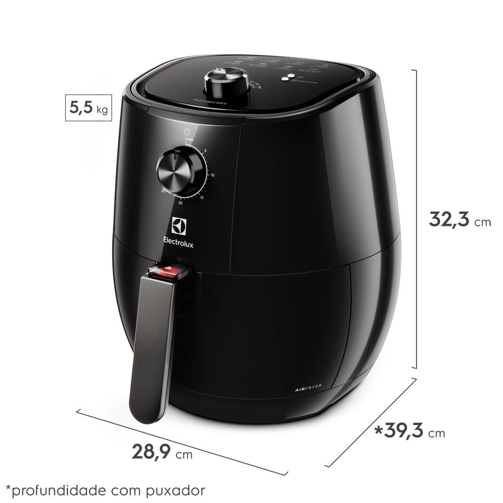 Fritadeira sem Óleo Electrolux Air Fryer EAF10 - 3,2 Litros, 1400W, Preto, 220V
