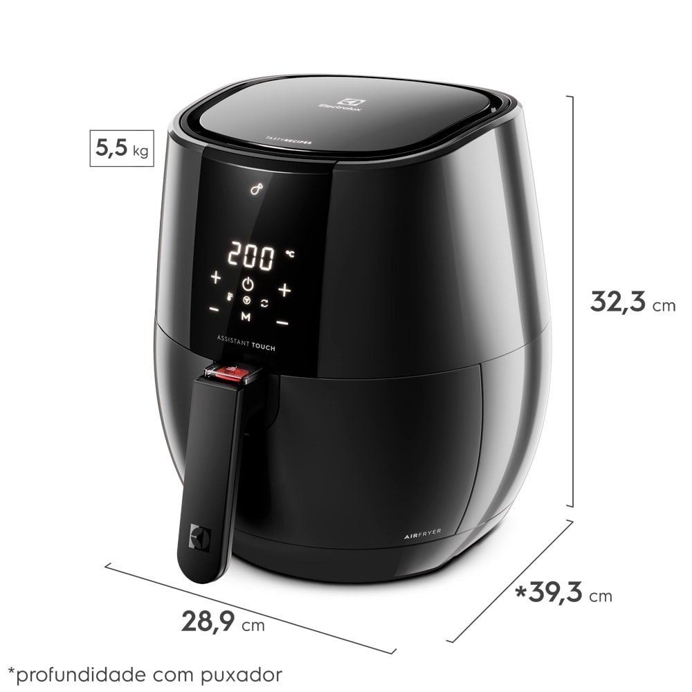 "Fritadeira Air Fryer Electrolux EAF20 - 3,2 Litros, Painel Digital, 1400W, Grafite, 220V