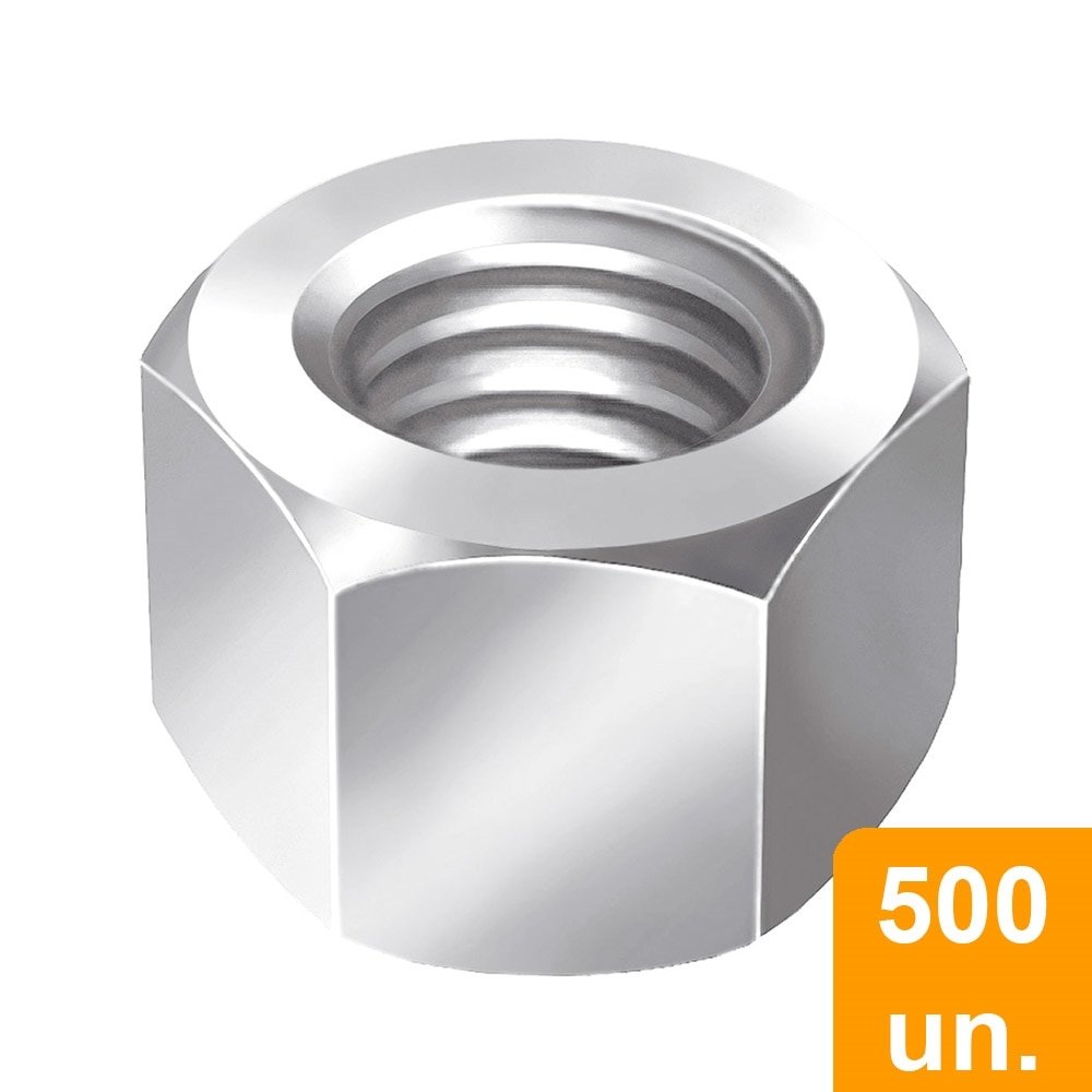 Porca Ciser Sextavada Rosca UNC 3/8 Chave 9/16 Polida Embalagem com 500 Unidades