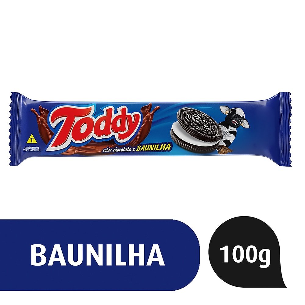 Biscoito Toddy Recheado Baunilha 100g - Embalagem com 44 Unidades